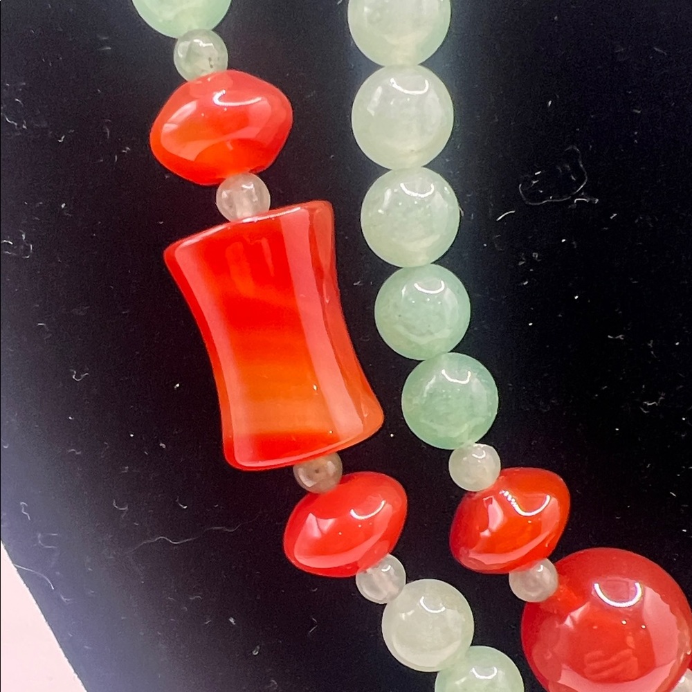 Jay King Jade & carnelian long Necklace about 25” long - Picture 6 of 9